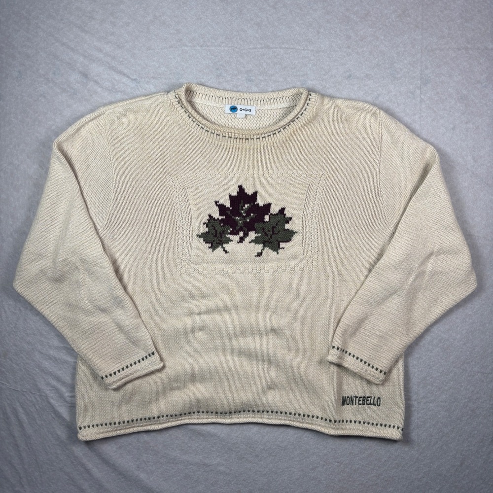 GGS Cream Montebello Maple Leaf Knit Sweater – XL